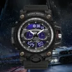 SANDA Men's Waterproof Sport Watch Fashion Big Dial Quartz Watches Dual Display Wrist Watch