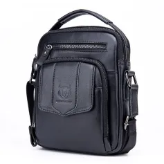 BULLCAPTAIN Genuine Leather Messenger Bag for Men Adjustable Shoulders Sling Crossbody Bags for Travel Work Business Handbag