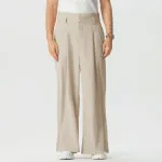 INCERUN Men's High-waisted Solid Wide-leg Trousers Comfy Loose Fit Casual Pants Plus Size