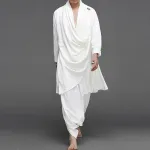 INCERUN Men Two Pieces Set Chinese Style Cotton Linen Long Sleeve Long Pants Men's Casual Vintage Stacked Collar Crotch Pants Set Plus Size