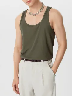 INCERUN Mens Simple Sport Solid Color Knitted Sleeveless Tank Top