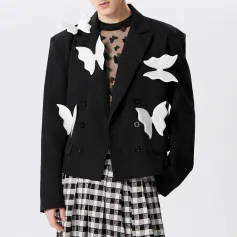 Blazer INCERUN para hombre, elegante chaqueta de traje de manga larga con diseño de mariposas, ideal para fiestas de moda.