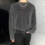 INCERUN Men Mesh Thin Long Sleeve T-shirts Comfortable Loose Fit Sun Protection Crew Neck Top Large Size S-5XL for Spring Fall