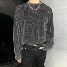 INCERUN Men Mesh Thin Long Sleeve T-shirts Comfortable Loose Fit Sun Protection Crew Neck Top Large Size S-5XL for Spring Fall