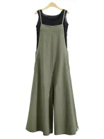 ZANZEA Plus Size Women Overalls Bib Pants Loose Pockets Jumpsuit