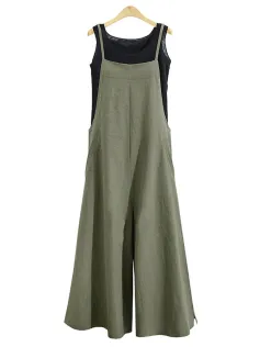 ZANZEA Plus Size Women Overalls Bib Pants Loose Pockets Jumpsuit