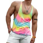 INCERUN Mens Tank Top Fashion Tie-dye Tanks Loose Fit Sport Gym Vests Summer Daily Sleeveless Undershirt Male