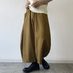 INCERUN Men Casual Loose Fit Pants with Pockets Solid Color Comfortable Wide Leg Seven-point Trousers for Spring Fall S-5XL