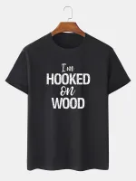ChArmkpR Mens Letter Slogan Print Crew Neck Casual Short Sleeve T-Shirts