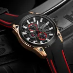 MEGIR Men Chronograph Quartz Watch with Date Luminous Hands, Sport Wristwatch Silicone Strap Waterproof Watch