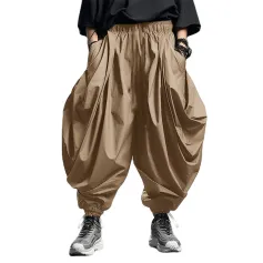 INCERUN Mens Pants Drawstring Harlan Trousers Fashion Solid Color Loose Fit Streetwear Male Pants