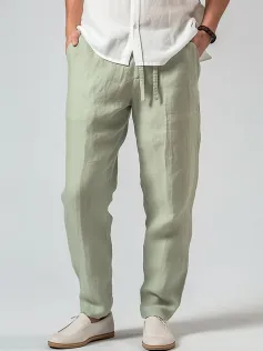 ChArmkpR Mens Solid Cotton Casual Loose Drawstring Waist Pants