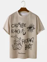 Mens Funny Letter Print Crew Neck Short Sleeve T-Shirts