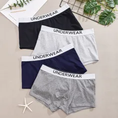 4 pezzi di biancheria intima da uomo, boxer casual in cotone con elastico in vita, pantaloncini a vita media, boxer traspiranti, comodi ed elastici, pantaloncini sportivi
