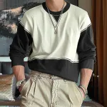 INCERUN Mens Color Block Long-Sleeve Pullover Hoodie Casual Comfortable Crew Neck Top for Male S-5XL