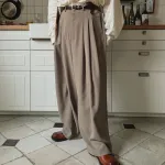 INCERUN High Fashion Sense Men Casual Pants Fold Design Solid Color Business Trousers for Men Large Size S-5XL