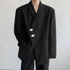 Blazer de manga larga para hombre INCERUN con solapas inclinadas, botones metálicos y hombreras. Blazer holgado de moda para hombres grandes, tallas grandes S-5XL.