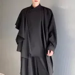 INCERUN Men Irregular Long Sleeve Shirts Fashion Solid Color Lapel Top for Men Spring Fall Large Size S-5XL